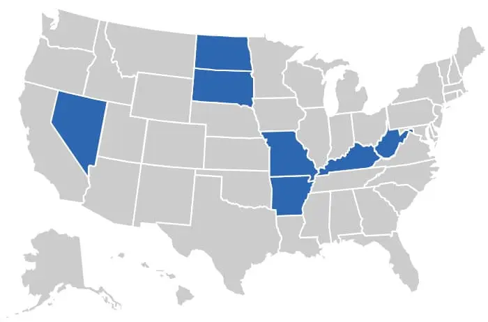 US Map with highlighted states