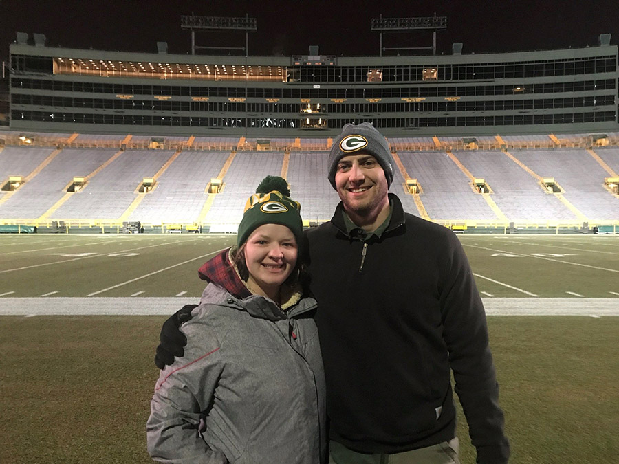 Nilan family on football field