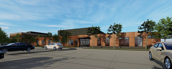 Exterior schematic view of the Support Center, subject to change.