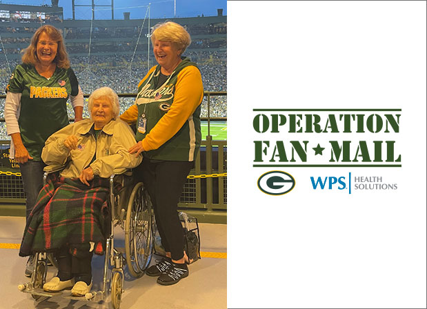 WPS Health Solutions and the Green Bay Packers salute Navy veteran Ruth Schmelzer Potier for Operation Fan Mail