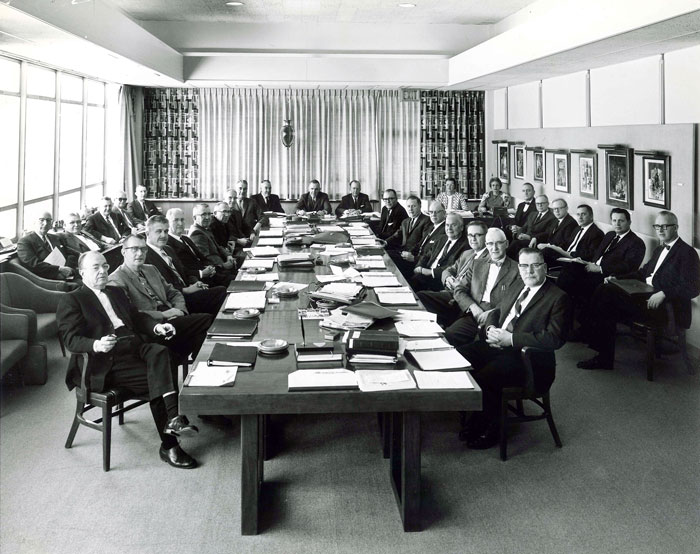WPS employees in boardroom in the 1960s